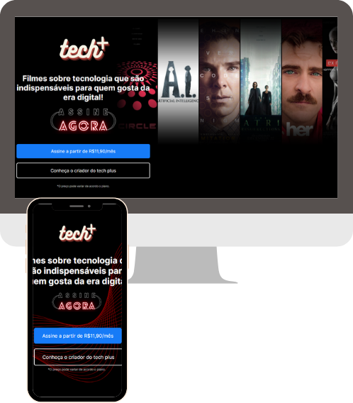 monitor e celular com o tech plus aberto